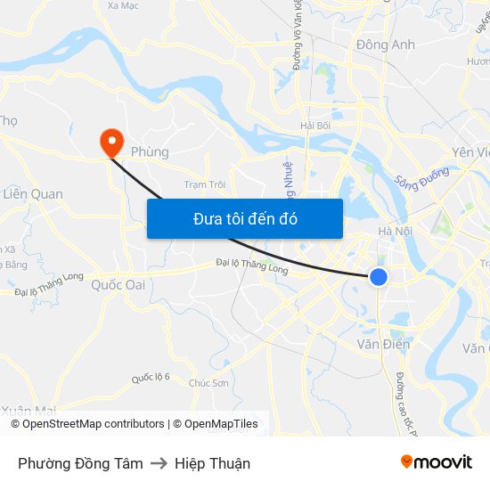 Phường Đồng Tâm to Hiệp Thuận map