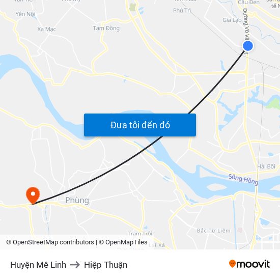 Huyện Mê Linh to Hiệp Thuận map