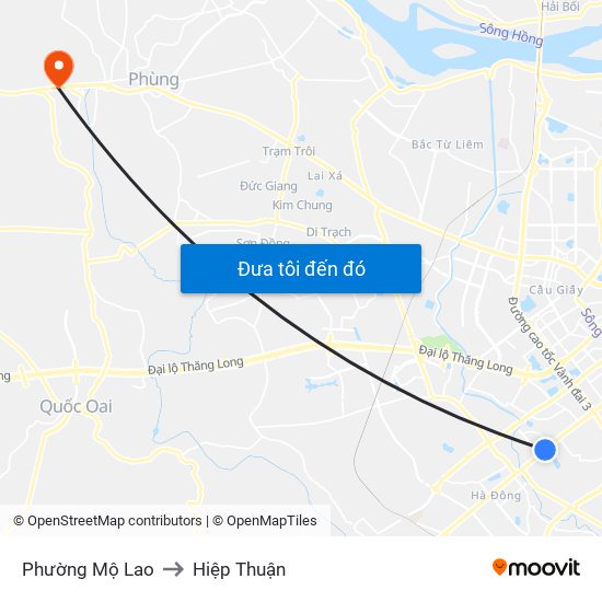 Phường Mộ Lao to Hiệp Thuận map