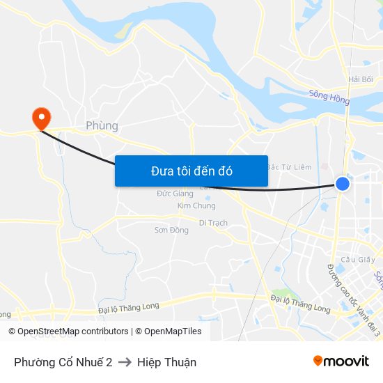 Phường Cổ Nhuế 2 to Hiệp Thuận map
