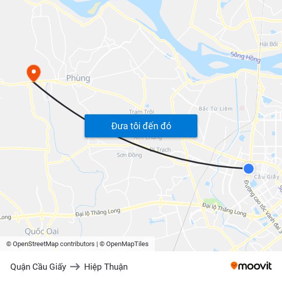Quận Cầu Giấy to Hiệp Thuận map