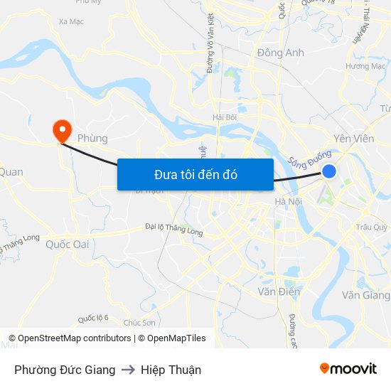 Phường Đức Giang to Hiệp Thuận map