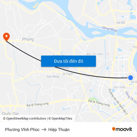 Phường Vĩnh Phúc to Hiệp Thuận map