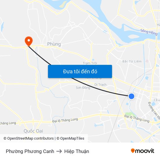 Phường Phương Canh to Hiệp Thuận map