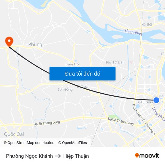 Phường Ngọc Khánh to Hiệp Thuận map