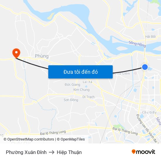 Phường Xuân Đỉnh to Hiệp Thuận map