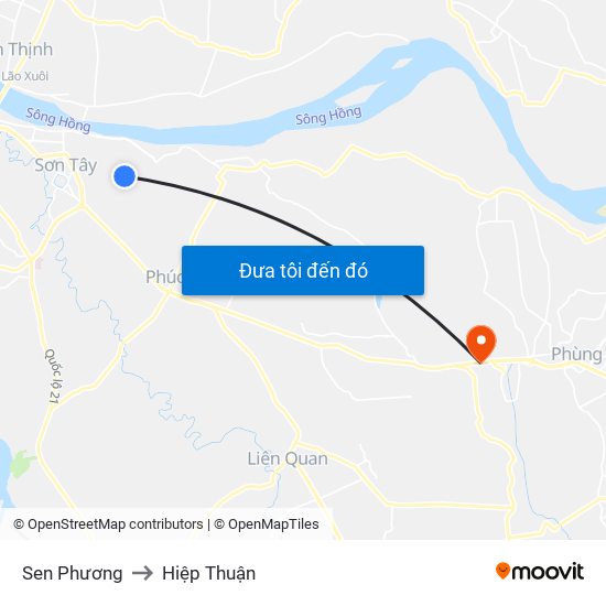 Sen Phương to Hiệp Thuận map