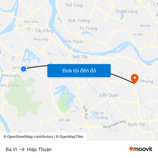 Ba Vì to Hiệp Thuận map