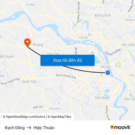 Bạch Đằng to Hiệp Thuận map