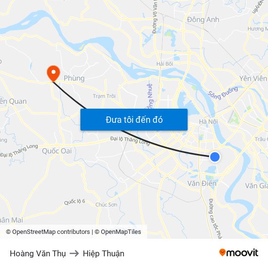 Hoàng Văn Thụ to Hiệp Thuận map