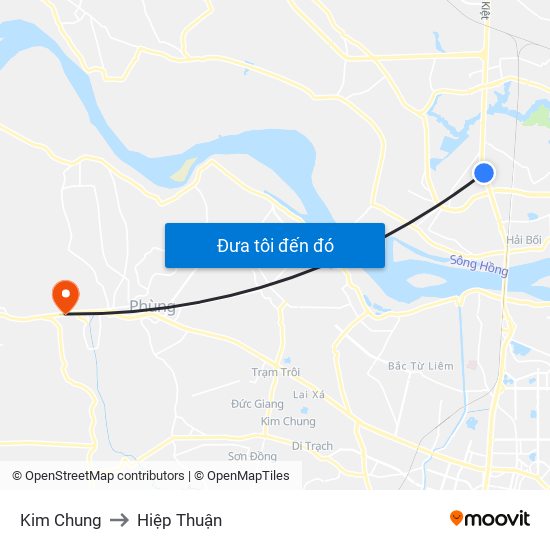 Kim Chung to Hiệp Thuận map