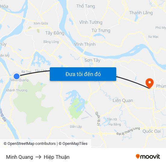 Minh Quang to Hiệp Thuận map