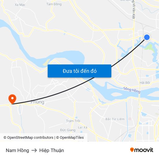 Nam Hồng to Hiệp Thuận map