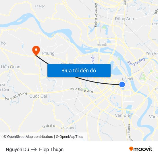 Nguyễn Du to Hiệp Thuận map