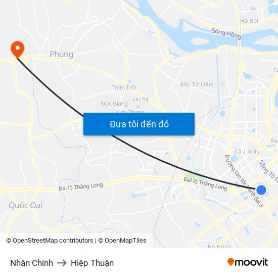 Nhân Chính to Hiệp Thuận map