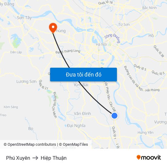 Phú Xuyên to Hiệp Thuận map