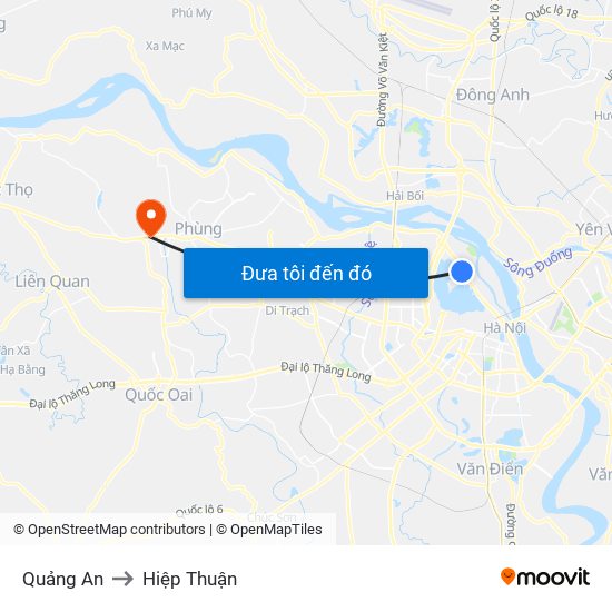 Quảng An to Hiệp Thuận map