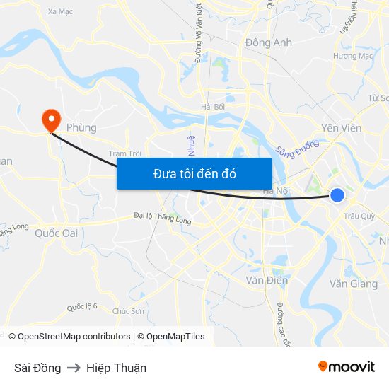 Sài Đồng to Hiệp Thuận map