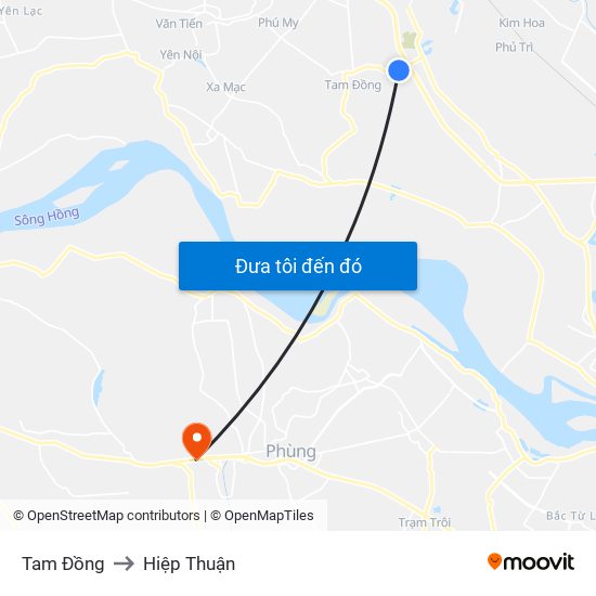 Tam Đồng to Hiệp Thuận map