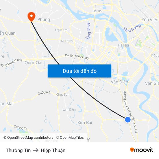 Thường Tín to Hiệp Thuận map