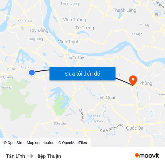 Tản Lĩnh to Hiệp Thuận map