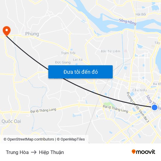 Trung Hòa to Hiệp Thuận map
