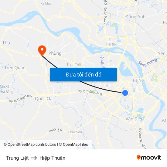 Trung Liệt to Hiệp Thuận map