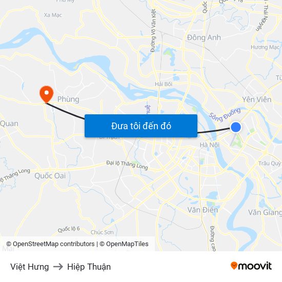 Việt Hưng to Hiệp Thuận map