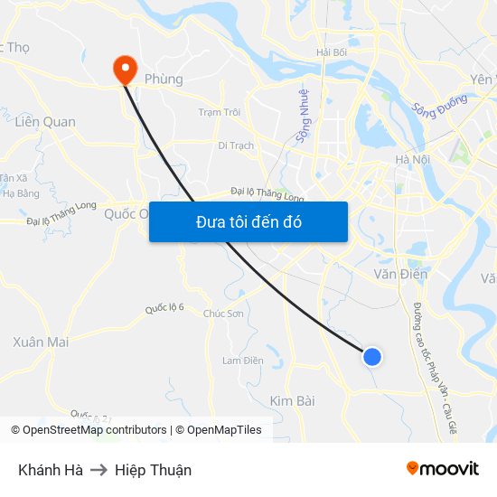 Khánh Hà to Hiệp Thuận map