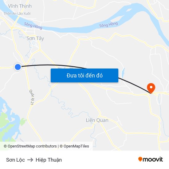 Sơn Lộc to Hiệp Thuận map