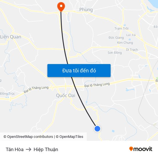 Tân Hòa to Hiệp Thuận map