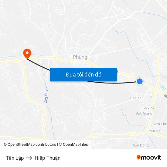 Tân Lập to Hiệp Thuận map