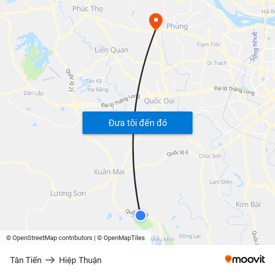 Tân Tiến to Hiệp Thuận map