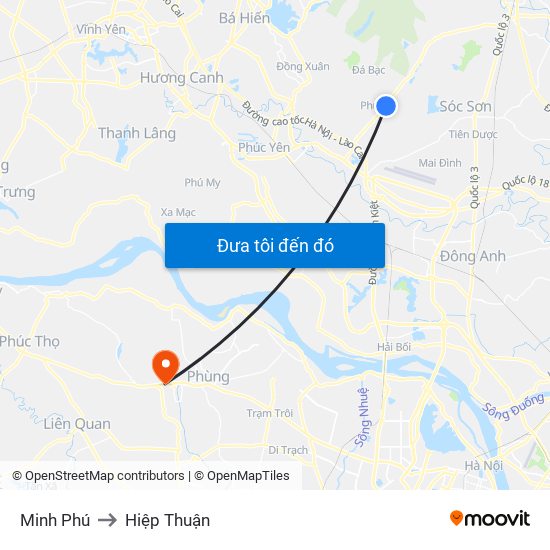 Minh Phú to Hiệp Thuận map