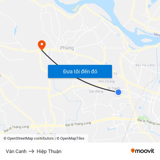 Vân Canh to Hiệp Thuận map