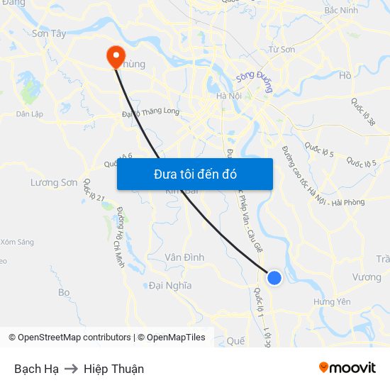 Bạch Hạ to Hiệp Thuận map