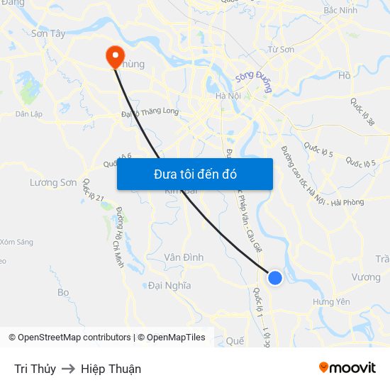 Tri Thủy to Hiệp Thuận map