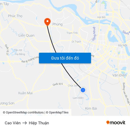 Cao Viên to Hiệp Thuận map
