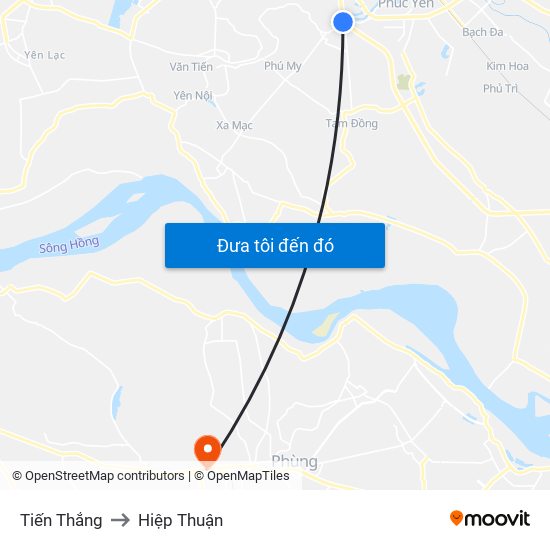 Tiến Thắng to Hiệp Thuận map