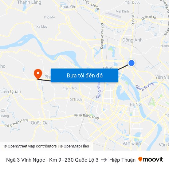 Ngã 3 Vĩnh Ngọc - Km 9+230 Quốc Lộ 3 to Hiệp Thuận map