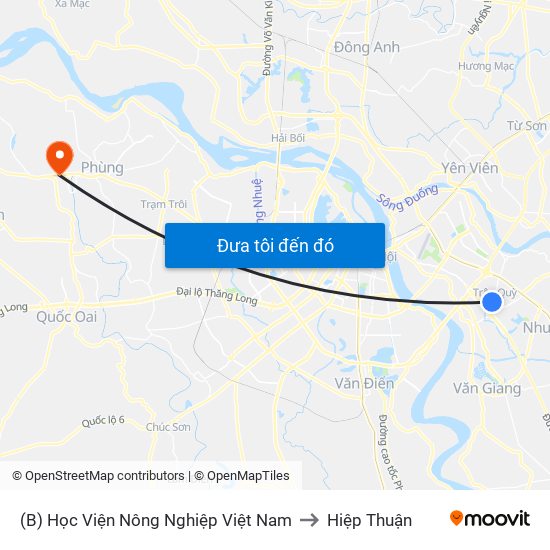 (B) Học Viện Nông Nghiệp Việt Nam to Hiệp Thuận map