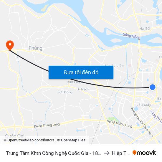 Trung Tâm Khtn Công Nghệ Quốc Gia - 18 Hoàng Quốc Việt to Hiệp Thuận map