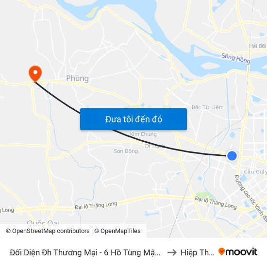 Đối Diện Đh Thương Mại - 6 Hồ Tùng Mậu (Cột Sau) to Hiệp Thuận map