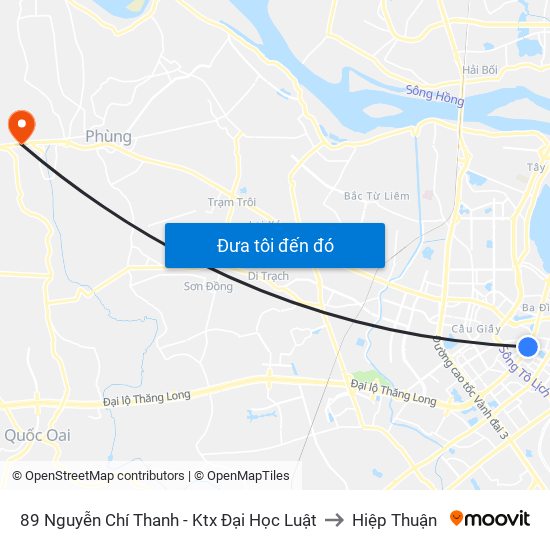 89 Nguyễn Chí Thanh - Ktx Đại Học Luật to Hiệp Thuận map