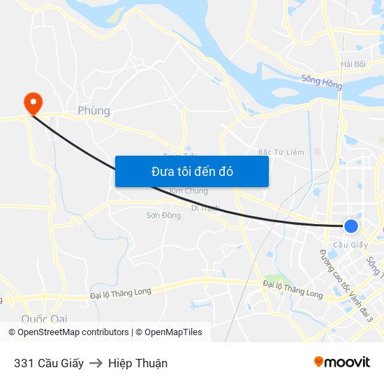 331 Cầu Giấy to Hiệp Thuận map