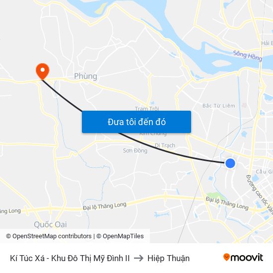 Kí Túc Xá - Khu Đô Thị Mỹ Đình II to Hiệp Thuận map