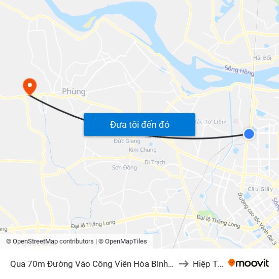 Qua 70m Đường Vào Công Viên Hòa Bình - Phạm Văn Đồng to Hiệp Thuận map