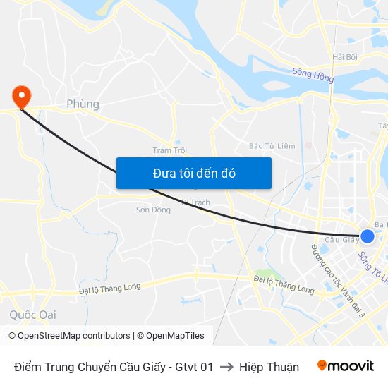 Điểm Trung Chuyển Cầu Giấy - Gtvt 01 to Hiệp Thuận map