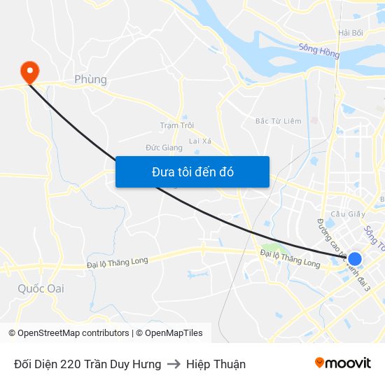 Đối Diện 220 Trần Duy Hưng to Hiệp Thuận map