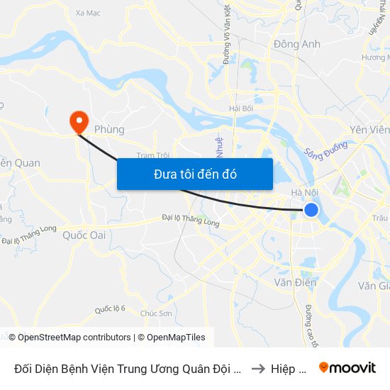 Đối Diện Bệnh Viện Trung Ương Quân Đội 108 - Trần Hưng Đạo to Hiệp Thuận map